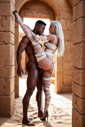 doggystyle, a black man has sex with the woman, video created by AI
