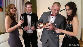 Gorgeous Abbie Cat and her slutty friend love steamy group sex sessions