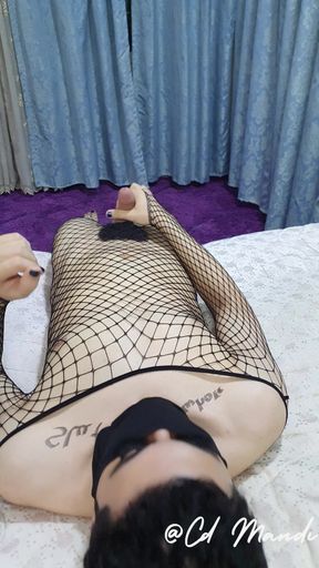Sissy Femboy Cum on Hairy Bush