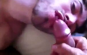 Buddy sucking my cock and balls and I cum on his face