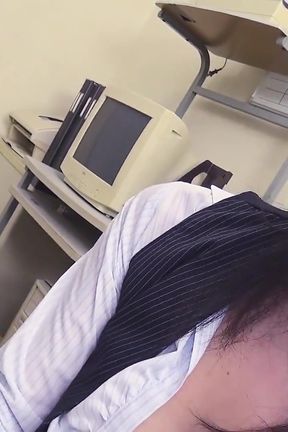 Japanese Babe Gets Her Bush Pounded Hard by a Colleague at Work After Sucking Him