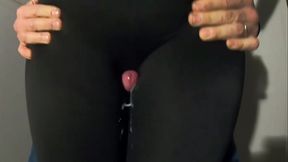 Great compilation of full length masturbation videos through legs &mdash;  huge cumshots to leave your leggings wet