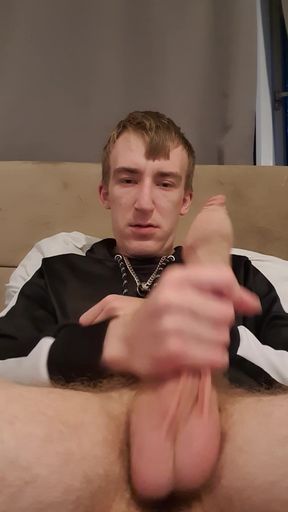 Skinny lad getting hard