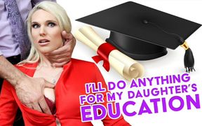 Dirty Blonde MILF Eats the Principal’s Ass and Lets Him Ram Her Pussy Hard to Keep Her Stepdaughter at College