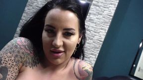 Tattooed Busty MILF Playing with a Big Dick in POV
