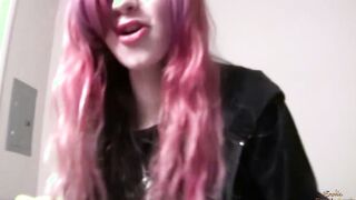 Having Fun with a huge stiff sex toy makes her vagina soak