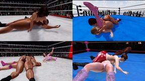 Topless female and mixed pro wrestling pinfall compilation LOW