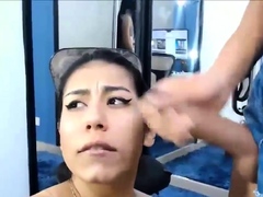 Hot latina suck and fuck big cock shemale and gets facial li