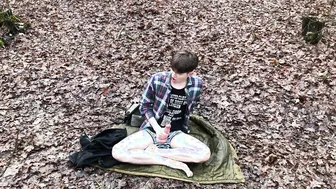 Gay Daddy Outdoor Handjob While Camping Solo