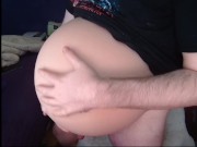 mpreg dad cums handsfree while giving birth to a plug