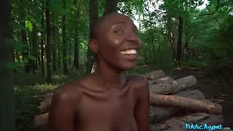 Public Porn - African woman with hairy pussy and big ass cums hard on my dick