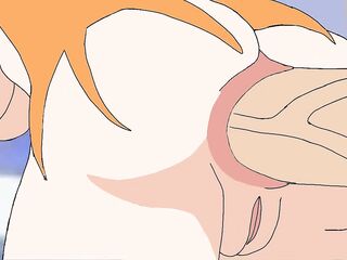 Luffy screws Nami's anal opening
