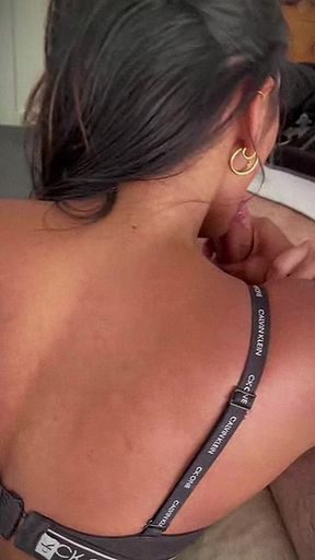 Big-dicked Indian man gets a tasty blow job from his curvy girlfriend