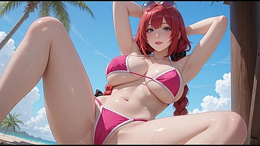 AI Henti-Stunning Redhead Anime Girl Intense Beach Sex – Wet Passionate Creampie