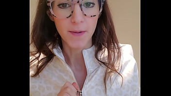 Hotwife in glasses, MILF Malinda, using a vibrator at work