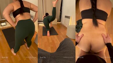 Stretching those supple limbs leaving cum dripping down her thighs