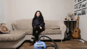 vacuuming female body