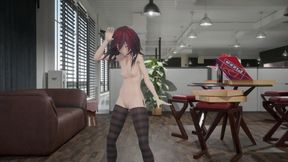 Gothic girl hentai undress dance nude small tits with only socks soft red hair and clothes color edit smixix