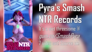 After playing with each other Mythra and Pyra squeeze her man dry at their retreat