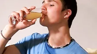 Twink Piss Slaves Archi and Roma Drink from Urinal and Suck
