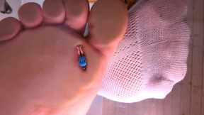 Under Glass POV - Crushing a Tiny under my Socks and Barefeet - Trampling, stomping, grinding a shrunken tiny person beneath my sweaty soles - 1080p