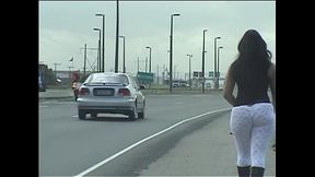 Brown-haired Beauty Flashing Her Underwear in Public