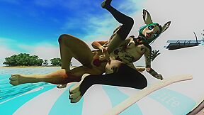 Doggy And Bunny At The Beach [second Life]