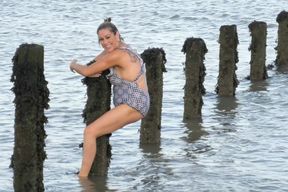 Naked MILF Skinny Dipping in the Sea.