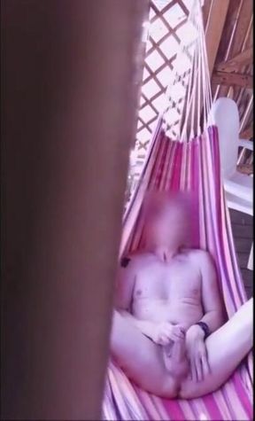 Outdoor Handjob in a Hangmat with a Big-Cocked Twink