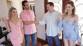 Old men enjoy swapping teen daughters in group orgies