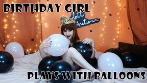 Birthday Girl Plays with Balloons wmv