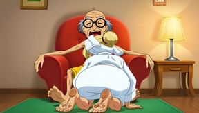 Married Nudist Granny Was Fucked in a Big Ass by Her Husband's Stepbrother Right in the Kitchen - Hentai