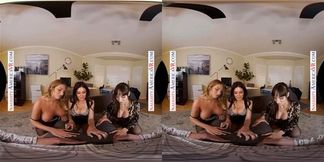 Naughty America Sexy co workers, Jamie Michelle, Kayley Gunner, and Lexi Luna, show the new guy how to perform well in office