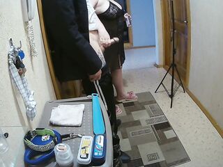 a friend jerks off my cock in the front room