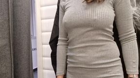 flashing boobs in the dressing room with the curtain open