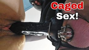 Dirty Milf Stepmom Sucks &mdash;  Teases Boy &mdash;  Fucks His Ass&#x1F351; Raw &mdash;  Makes Him Cum Like Dog While Wearing Caged Pussy&#x1F32E;&#xFE0F;!