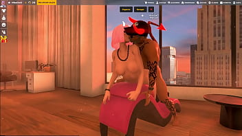 Tengo sexo multijugador en el juego de LoveCraft con una chica y un hombre tatuado