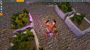 Tengo sexo multijugador en el juego de LoveCraft con una chica y un hombre tatuado