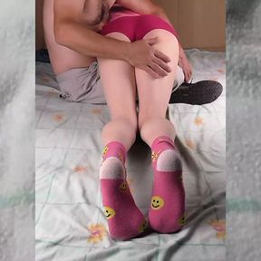 Kitsy gets Maintenance spanking. Adorable socks and feet.