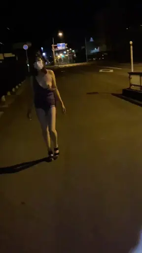 Flashing her boobs in a mini skirt, Japanese wife's open air exhibitionism