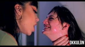 OKKULON Rough and Sloppy Lesbian Spit Kissing (LittlePuck, Lana Smalls)