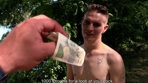 CzechHunter.com: Bareback Czech twink doggy sex outdoors