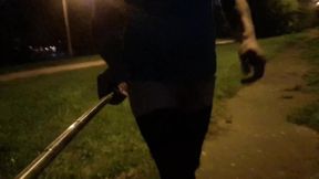 Walking bare naked in the street caught strolling without panties and showing off exhibitionist slut