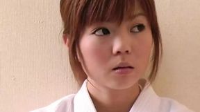 Samurai Babe masturbates dildo bj and fucking hard by a dude