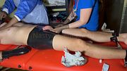 2 GLOVED NURSES PERFORM SOUNDING AND PROSTATE PLAY ON THEIR PATIENT - SPREAD BAR AND MITTS