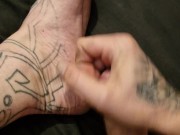 Wanking over my foot