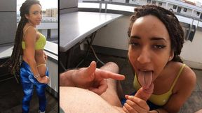 Ultrajunge Rasta-Schlampe bläst mich durch, dafür ficke ich die Sau nach allen Regeln und spritz sie voll - Getting a blowjob from that ultra-young Rasta slut before I fuck that slut and cum all over her face...