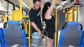 Bus fap session: dude jerks off on unsuspecting girl's booty and dress