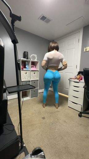 Hot trans CD huge cock nice ass big tits teasing huge cock