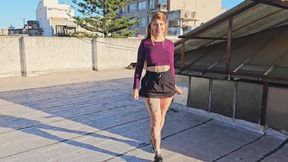 Almost Caught having Sex with Shameless Big Boobs Girl on Public Terrace